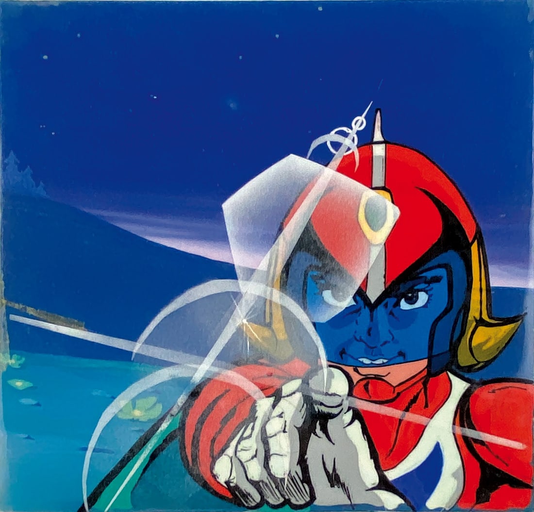 TATSUNOKO STUDIO - Hurricane Polimar Cover: TATSUNOKO STUDIO - Hurricane Polimar Original Soundtrack Cover. Hankel cel originale per il vinile della colonna sonora di Hurricane Polimar/Great Mazinger, prodotto nel 1974. China e tempera su aceta