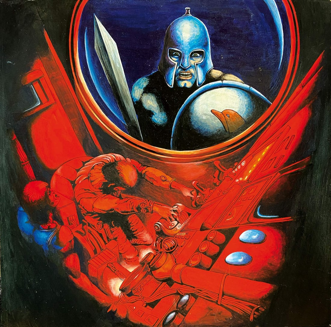 ANNA RASO - L'Assedio: Originale di copertina per il romanzo di Luigi Menghini, pubblicato in "Cosmo Collana di Fantascienza" n. 108, Editrice Nord, febbraio 1981. Tecnica mista su cartone, cm 35x35. Ottimo stato. ENG Origi