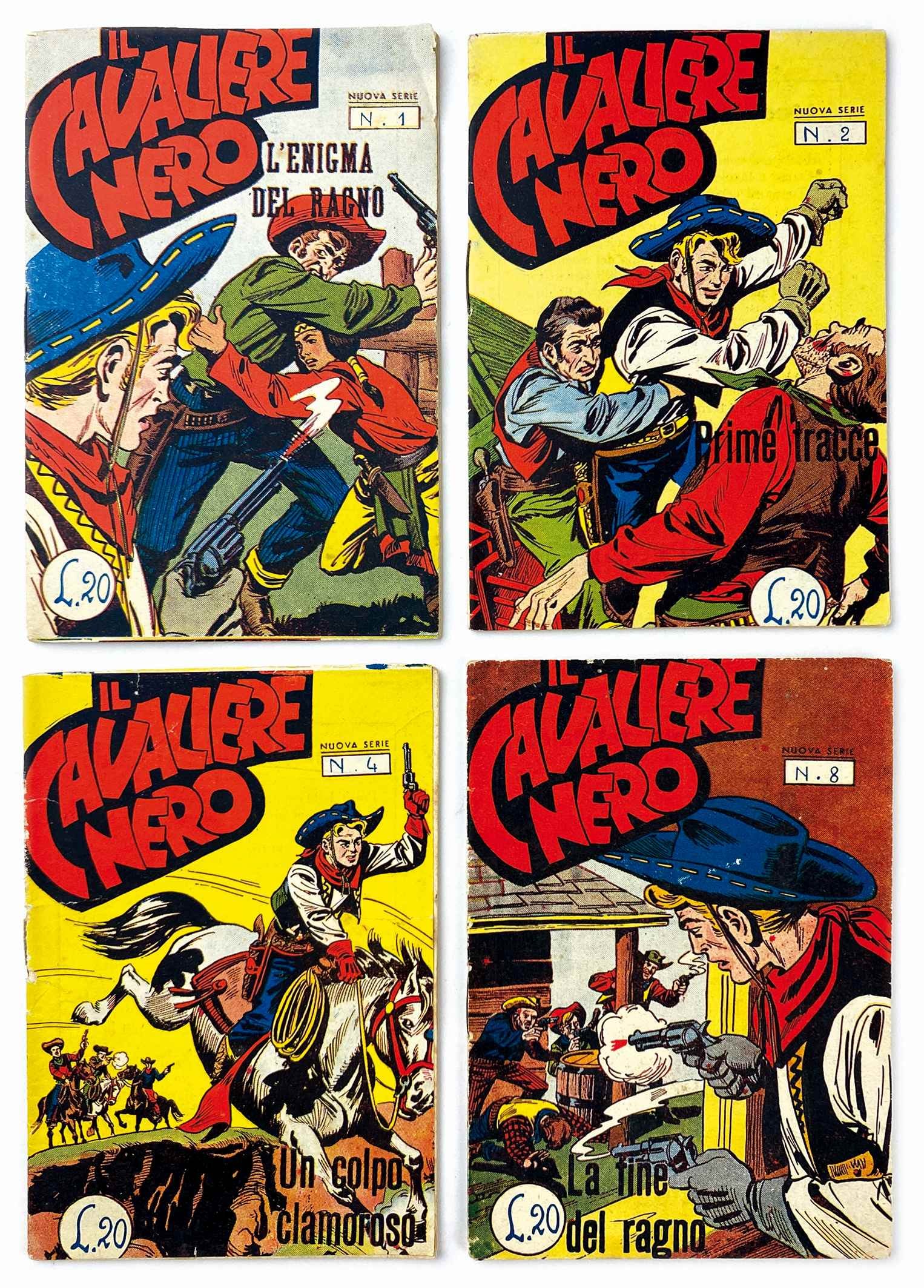 Il Cavaliere Nero Nuova Serie Completa: Audace, Collana Arco, 1954; spillati, cm 14x9,5, nn. 1 a 8. Disegni di EsseGesse. Ottima/Nuova, il n. 7 lievemente piu' basso; cm 13x9,5.