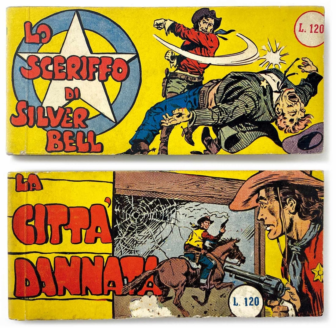 Hondo: Lo Sceriffo di Silver Bell e Altro: Hondo: Lo Sceriffo di Silver Bell - La Citta' Dannata. Lotto composto da due raccolte Zenit, terza serie, 1957; brossura con spillatura interna, cm 8x16,5. Il n. 14 nuova, esente da pieghe, piccolo st