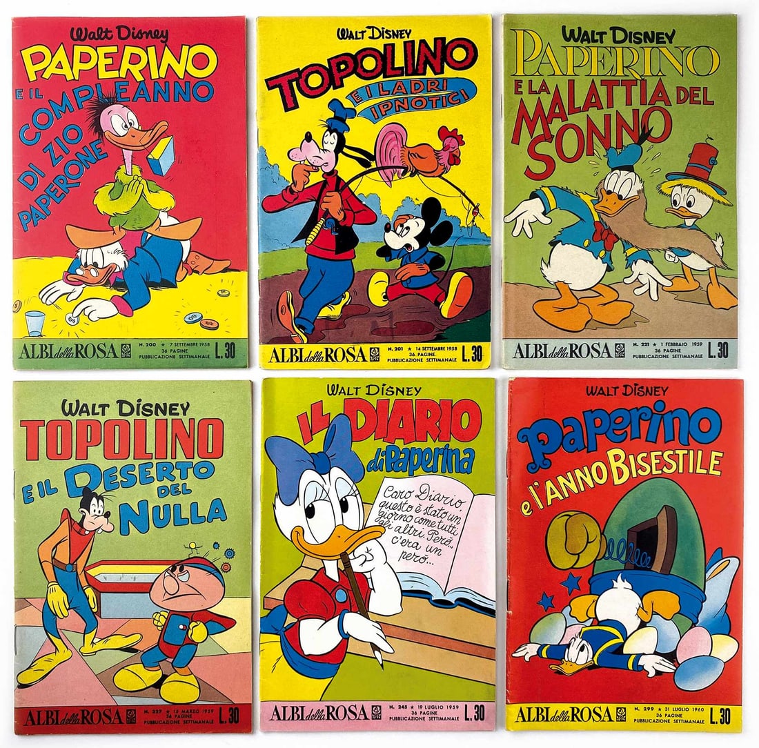 Albi della Rosa Sequenza Completa 200/299: Sequenza 100 albi Mondadori, da 200 a 299, 1958-1960. Spillati, cm 18,8x12,5. Il n. 202 con piccolo strappo in copertina posteriore. N. 204 e 208 con piegoline. I restanti nuovi e nuovissime.