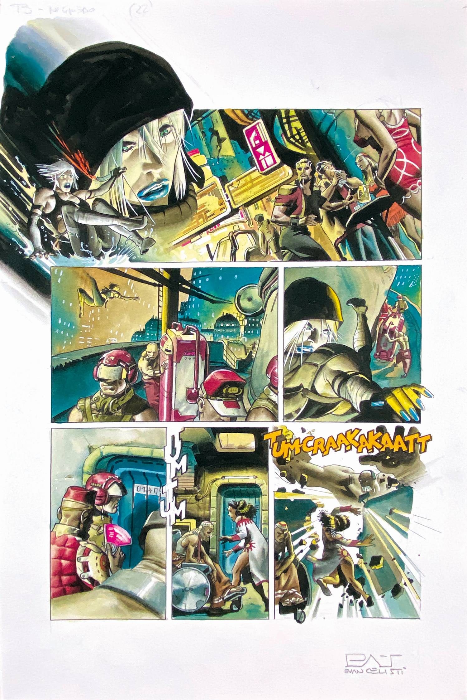 EVANGELISTI - Termine Bianca: Nigredo: PATRIZIO EVANGELISTI - Termine Bianca: Nigredo. Tavola originale pubblicata a pag. 22 del terzo volume edito da Lo Scarabeo nel 2019. Tecnica mista su cartoncino; cm 50x32,5. Firmata. Eccellente