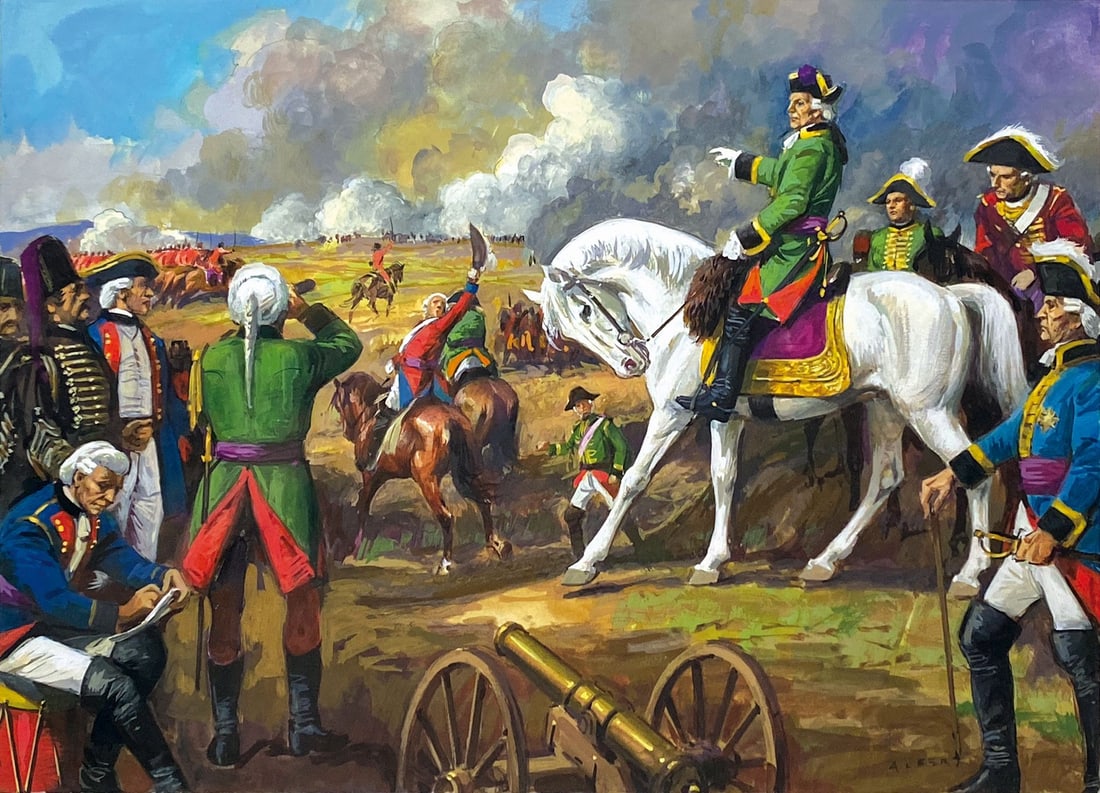 ALBERTARELLI - Battaglie Napoleoniche: Illustrazione acquerello su cartoncino, cm 27,5x38. Non datata ma 1970 circa. Eccellente stato. In cornice. ENG Original illustration, watercolour on thin cardboard, cm 27,5x38. Not dated but circa 19