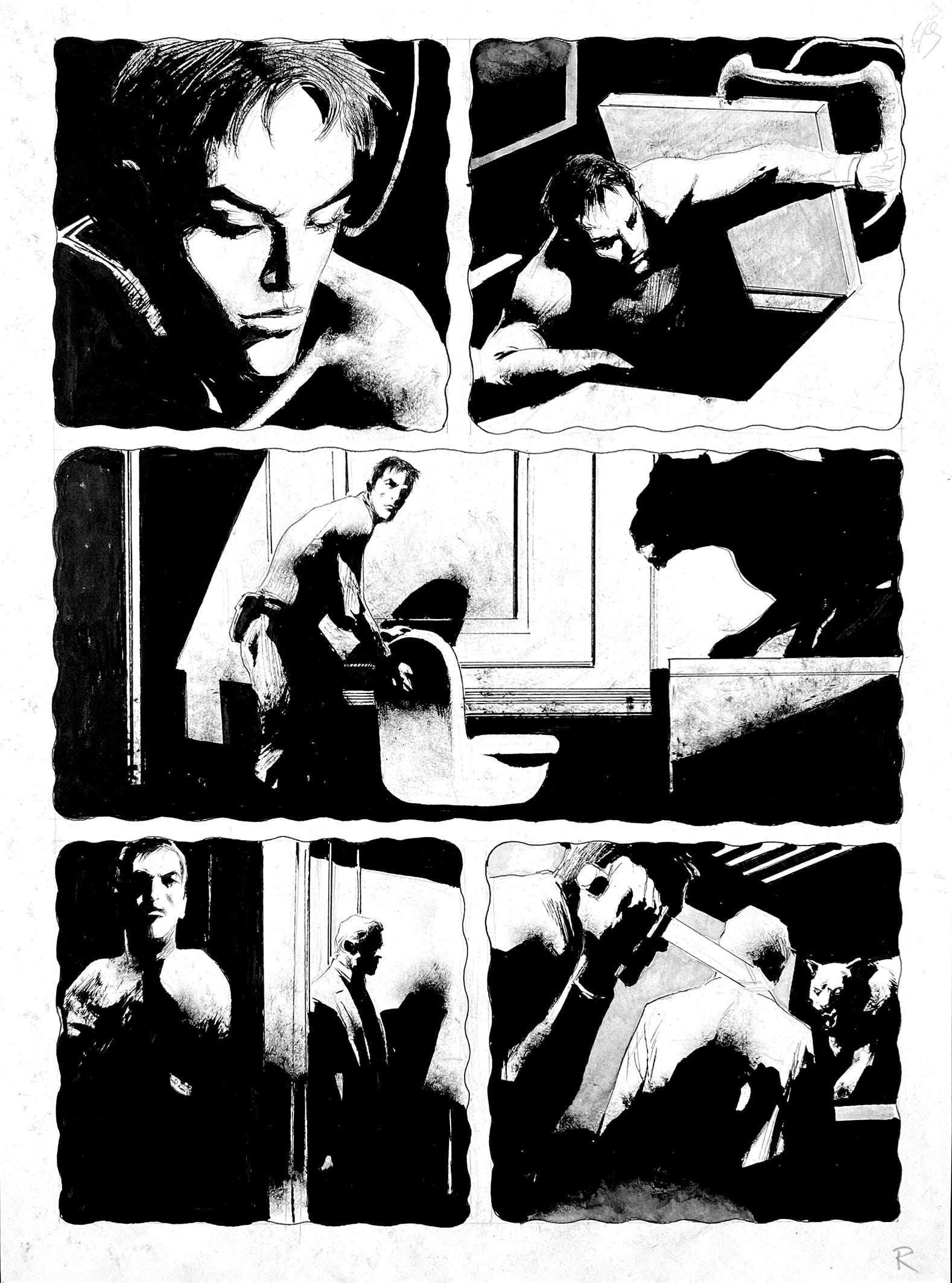 CORRADO ROI - Diabolik, Chi Sei?: Tavola originale per il volume edito da Lo Scarabeo nel 2022. Matita e china su cartoncino, cm 33x24,5. Eccellente stato. ENG Original art for the volume published by Lo Scarabeo in 2022. Pencil and