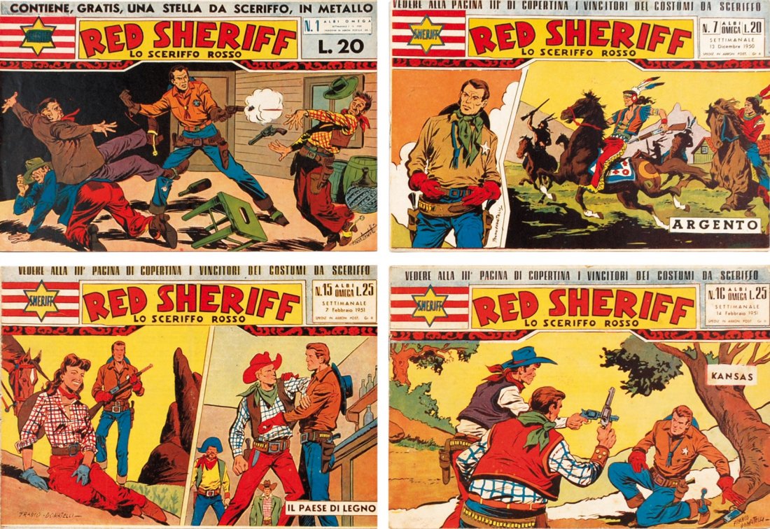 Red Sheriff – Lo Sceriffo Rosso: ENG Complete collection #1/16, mint. IT Red Sheriff – Lo Sceriffo Rosso Serie completa 1/16, Edizioni Zenith, 1950-1951. Cm 24,2x17, pp. 8 in bianco e nero. Le avventure di Stan Leski e della bell