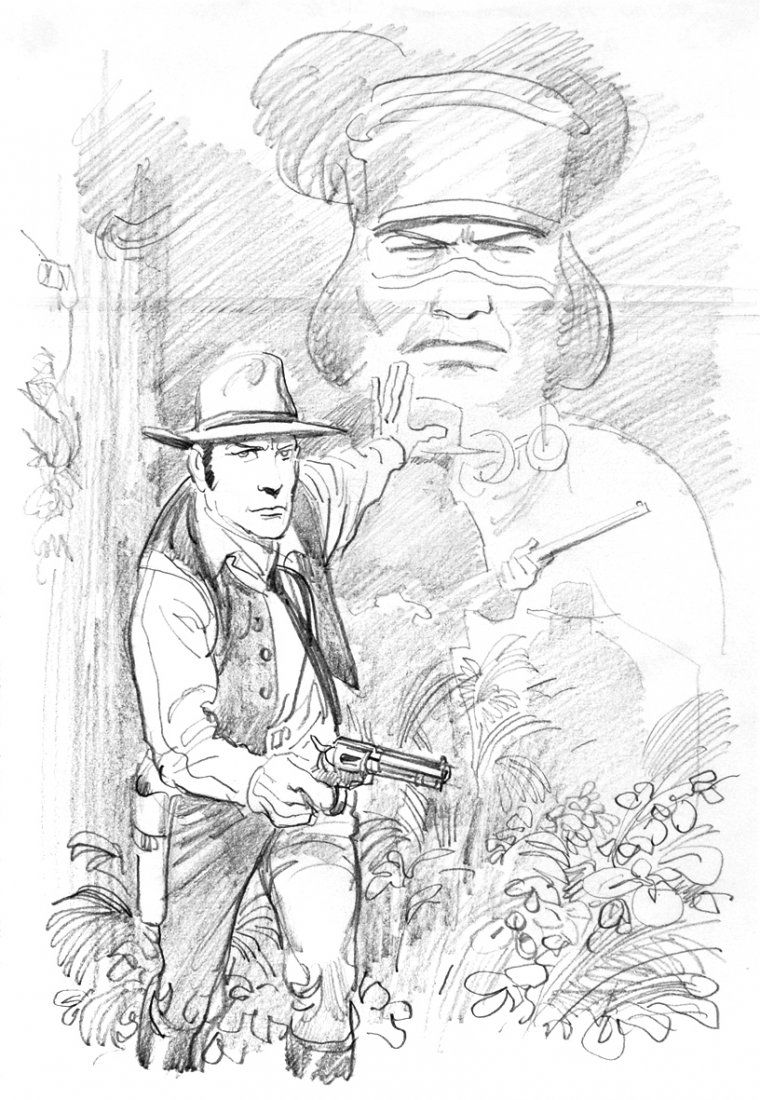 Sergio Tarquinio Storia del West - Bill Adams - Acque: ENG Pencil on paper. Good condition. IT Sergio Tarquinio Storia del West - Bill Adams - Acque morte Illustrazione lapis su carta cm 22x32. Buono stato.