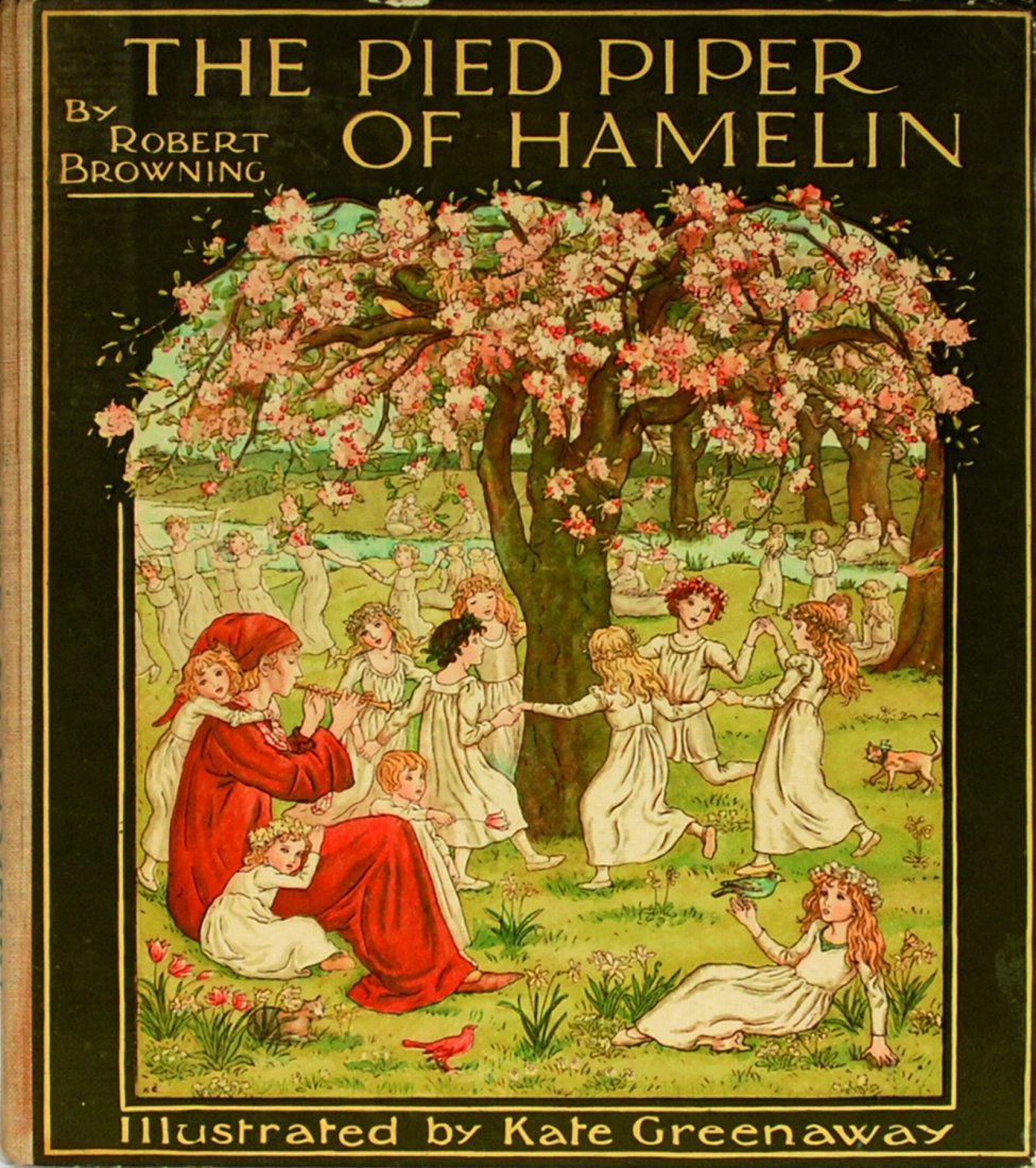 Kate Greenaway The Pied Piper of Hamelin: ENG Half-cloth binding, illustrations in color, decorated fly-leaves (one dedicated). Very goodcondition. IT Kate Greenaway The Pied Piper of Hamelin di Robert Browning. Frederick Warne&Co, London,