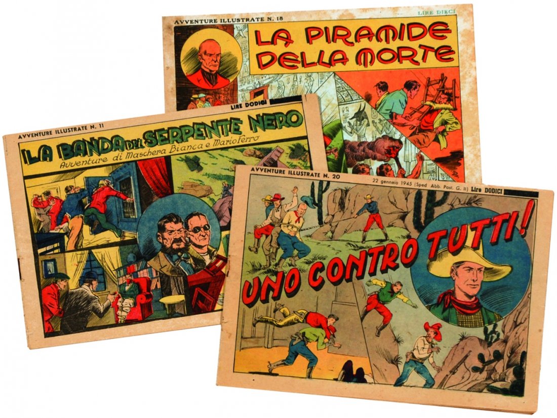 Avventure illustrate: ITA Avventure illustrate Casa editrice Delta-Esperia, 1944-1945. Seconda edizione. Cm 25x17, pp. 12-16. Collana contenitore che pubblica alcuni titoli dei supplementi Audace e avventure di Maschera Bi