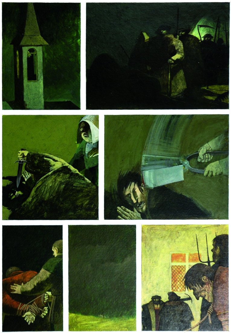 Enrique Breccia - Till Eulenspiegel: ENG Enrique Breccia - Till Eulenspiegel Fifth art for the Till Eulenspiegel legend. Mixed technique on cardboard. Cm 42,8x55. Undated but 1974. Published in Italy in 1977. FR 5ème planche. Technique