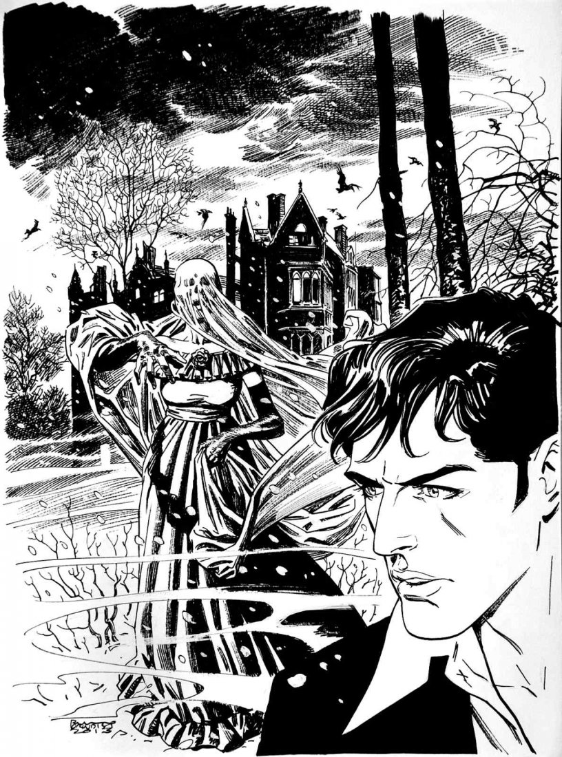 Bruno Brindisi - Dylan Dog - La dama in nero: ENG Bruno Brindisi - Dylan Dog - La dama in nero Original cover art for Dylan Dog a Colori #6, published by Repubblica. Pencil, ink and white tempera on thin cardboard. Cm 30x40. Signed and dated 2013