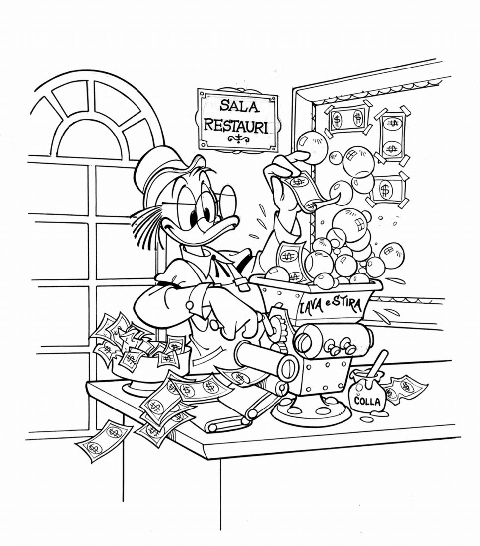 GIOVAN BATTISTA CARPI ROBERTO SANTILLO Rockerduck: ENG Original cover art for "Topolino" #1978. Pencil and on thin cardboard. Donald sketch on the back. ITA GIOVAN BATTISTA CARPI ROBERTO SANTILLO Rockerduck restauratore Originale di copertina per “T