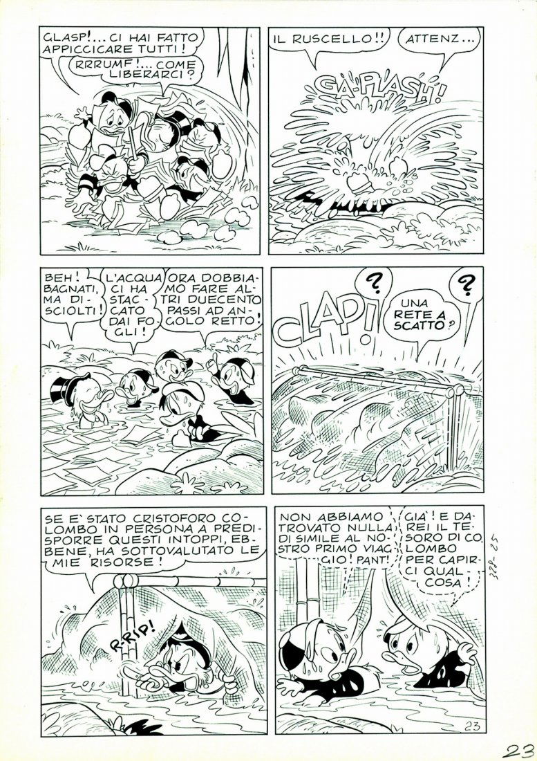 ROMANO SCARPA Paperino e la farfalla di Colombo: ENG 23rd art published at page 25 of "Topolino" #328. Pencil and ink on thin cardboard. Very good conditions. ITA ROMANO SCARPA Paperino e la farfalla di Colombo Ventitreesima tavola originale pubbli