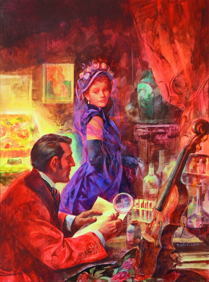 Giorgio Trevisan Sherlock Holmes: ENG Tempera on thin cardboard, part of the comic book transposition of Sherlock Holmes adventures. Signed; excellent conditions. ITA Giorgio Trevisan Sherlock Holmes Variante di copertina per “Gli A