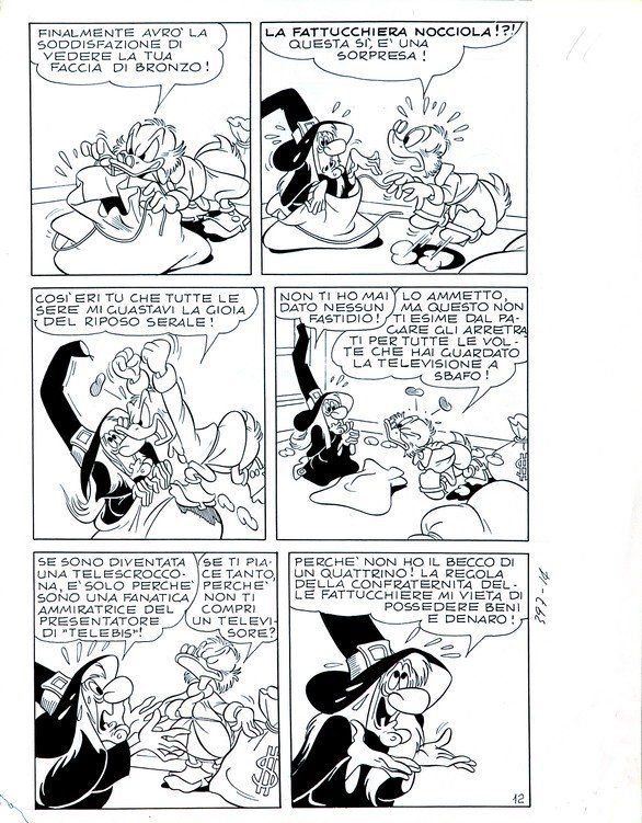 LUCIANO BOTTARO Zio Paperone e il Telescrocco: ENG LUCIANO BOTTARO Zio Paperone e il Telescrocco Original art published on page 14 of "Topolino libretto" #397, 1963. Pencil and ink on thin cardboard. Great condition, a little lacking at the lower