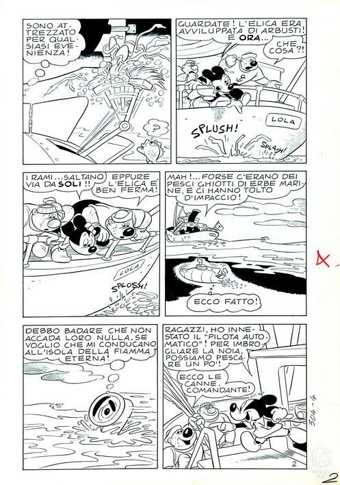 ROMANO SCARPA Topolino e la Fiamma Eterna di Kalhoa: ENG ROMANO SCARPA Topolino e la Fiamma Eterna di Kalhoa Second original art for the cult story published on "Topolino libretto" #304, 1961. Pencil and ink on Schoeller cardboard. Very good condition.