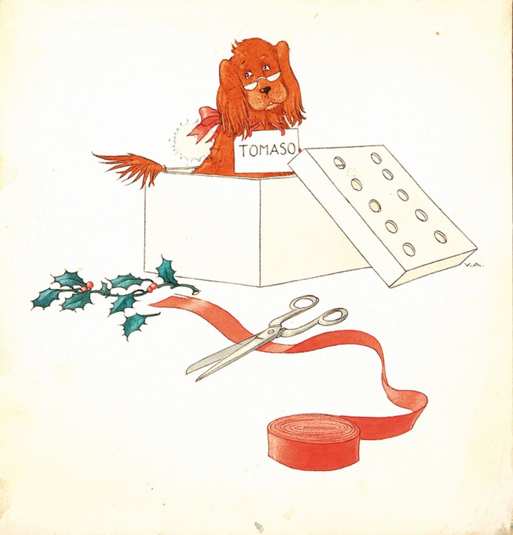 Vittorio Accornero Tomaso: ENG Vittorio Accornero Tomaso Original illustration, ink and tempera on cardboard. Cm 21,8x22,8. Signed with monogram; dated on back. Very good conditions. IT Vittorio Accornero Tomaso Illustrazione c