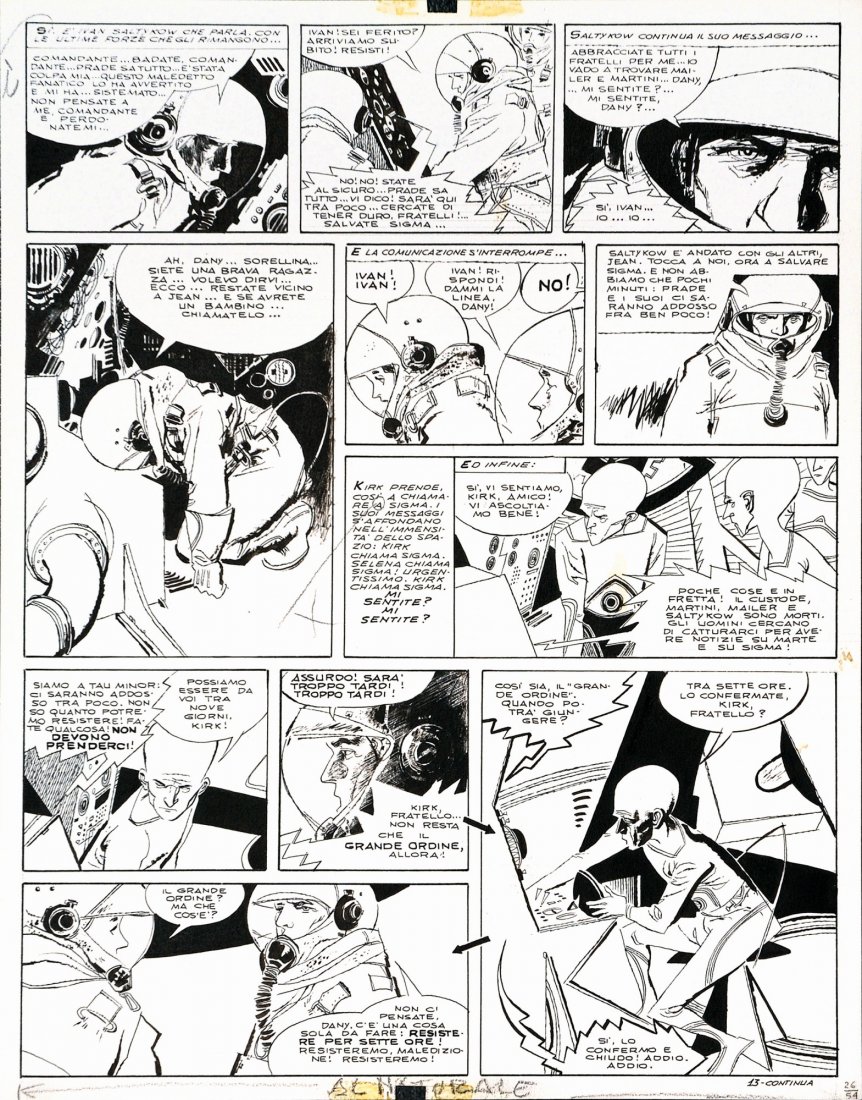Dino Battaglia I Cinque della Selena: Dino Battaglia I Cinque della Selena ENG 13th original art for the story published in "Corriere dei Piccoli" in 1965. Pencil and ink on thin cardboard. Overall excellent conditions; watercolored on ba