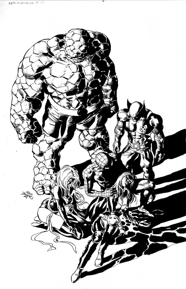 Mike Deodato jr. The New Avengers - Bye bye, Birdie...: Mike Deodato jr. The New Avengers - Bye bye, Birdie... ENG Original cover art for The New Avengers #13, August 2011. Pencil and ink on Marvel professional paper. Excellent conditions, signed.IT Origin