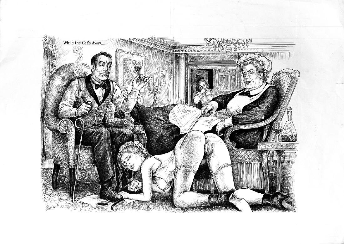 Paola Mido While the cat’s away: Paola Mido While the cat’s away IT Matita e china su carta da disegno cm 58x39 (opera cm 42x28) firmata e datata 1991. ENG Pencil and ink on paper, signed and dated. FR Crayon et encre sur p