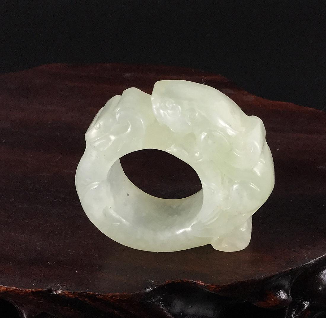 A Nice Vintage Jade Ring with Pixiu Carving (1 of 7)