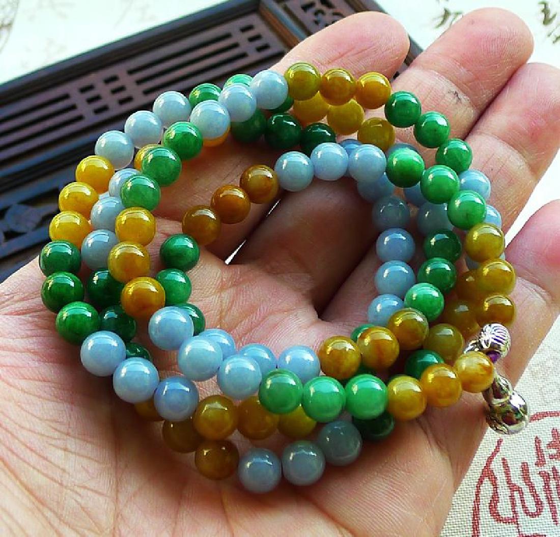 One Nature Jadeite Three-color Necklace with (1 of 8)
