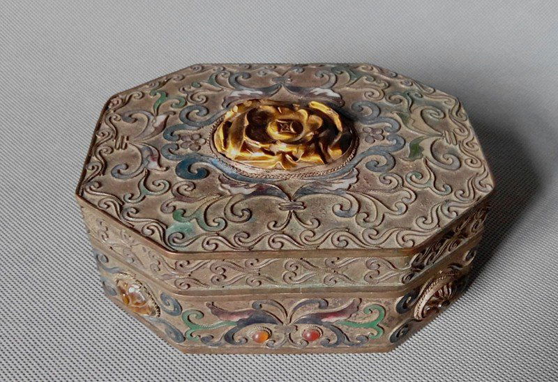 One Nice Antique Silver Copper Box (1 of 9)