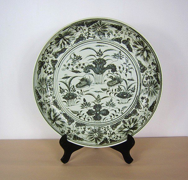 A Rare Large Ming Blue and White Porcelain Plate (1 of 8)