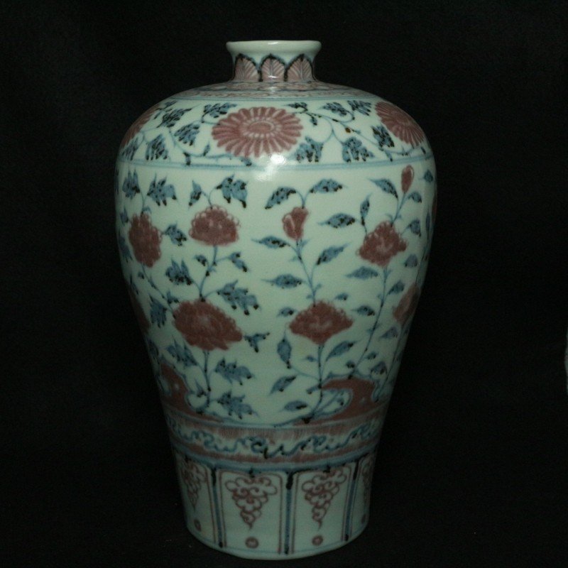 Ming Blue and White Underglaze Red Meiping Bottle (1 of 4)