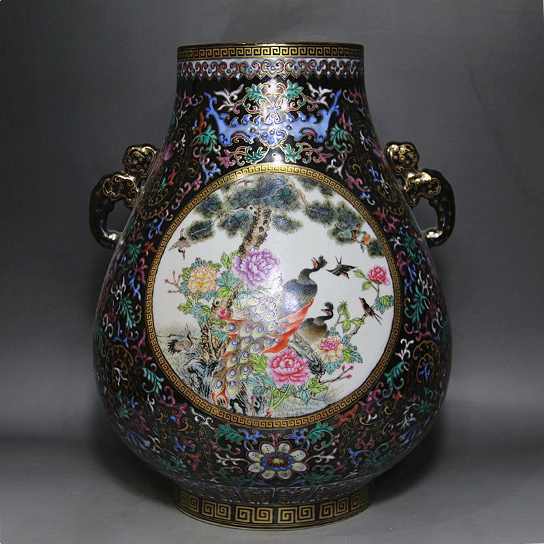 Qing Qianlong Famille Rose Elephant Ears Zun (1 of 10)