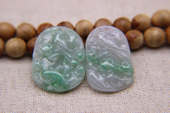 Two Nice Qing Dynasty Nature Jadeite Pendants (1 of 5)