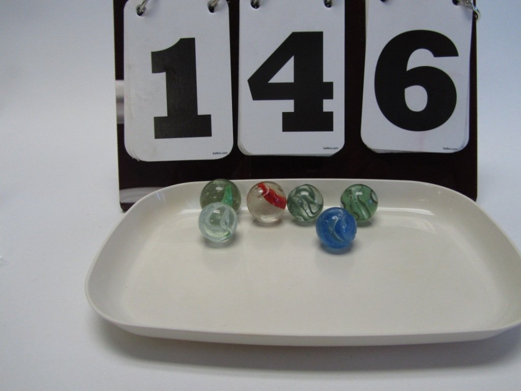 Lot of 6 Vintage/Antique Large Marbles: Lot of 6 Vintage/Antique Large Marbles - 3/4" to 1" Sized