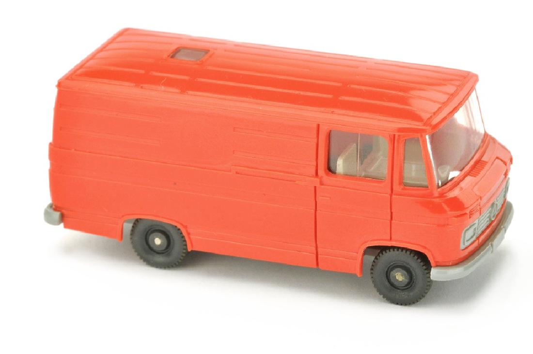MB L 406 Kasten, orangerot/platingrau: aehnlich 409/2B, jedoch Inneneinrichtung ohne Lenkrad (wie bei 409/1), neuwertig (Wiking Verglaster PKW)