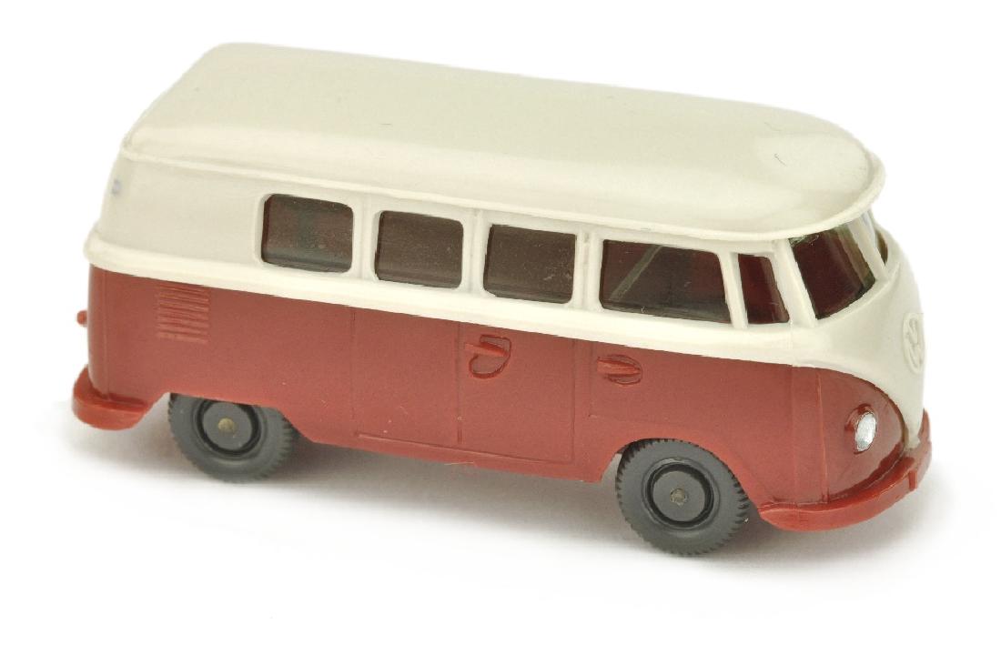 VW T1 Bus (alt), braunweiss/weinrot: 323/1AB, sehr gut bis neuwertig (Wiking Verglaster PKW)