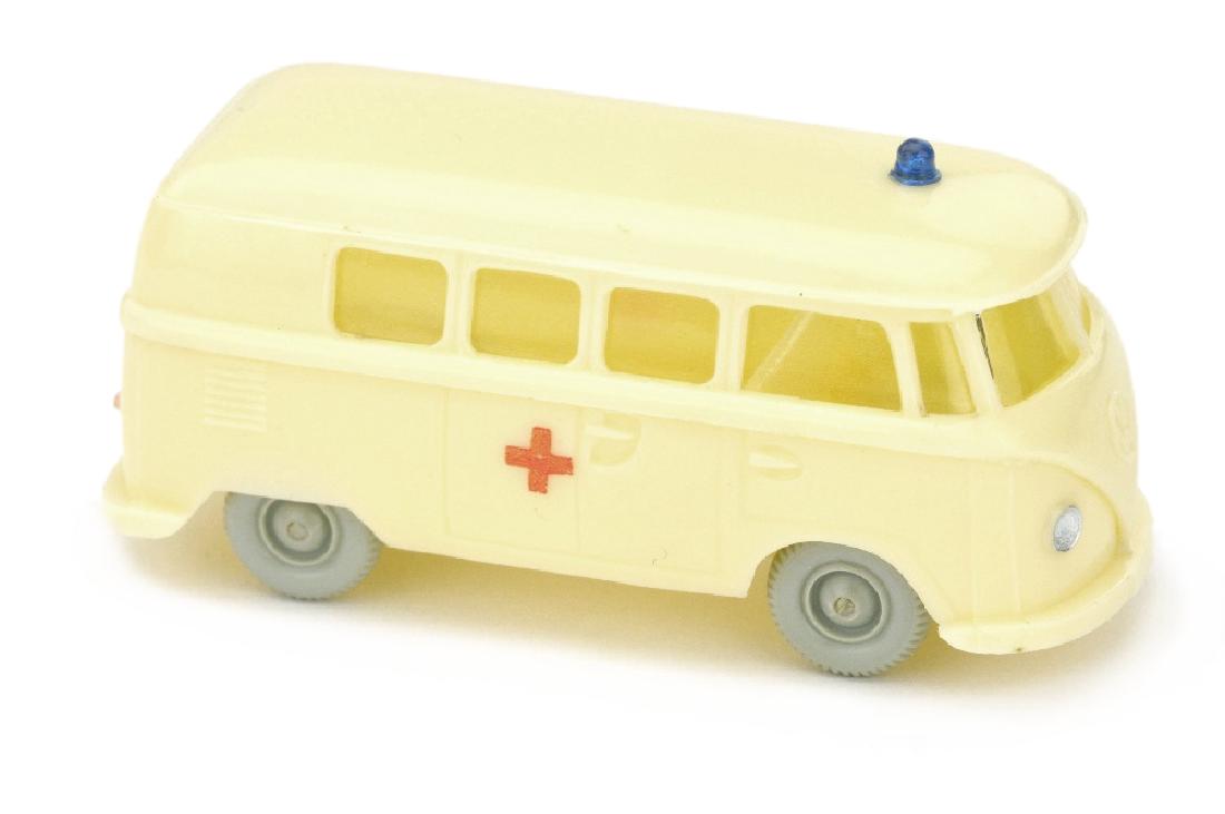 VW T1 Bus Rotkreuz, gelbelfenbein (Druck): 1034/2B, Druck 100%, sehr gut (Wiking Verglaster PKW)