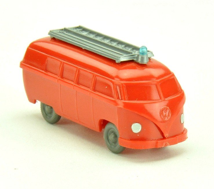 Feuerwehr VW Bus (mit Aufbau), orangerot: 262/1A, neuwertig (Wiking Unverglaster Rollachser)