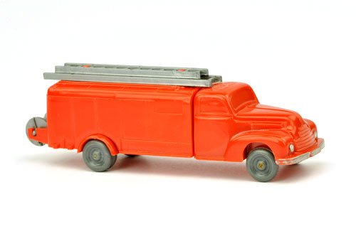 Spritzenwagen Ford (Boden offen): 270/2, Kabinendach mit erheblichen Kleberesten der fehlenden Blaulichtleiste, sonst sehr gut bis neuwertig (Wiking 2.Wahl)