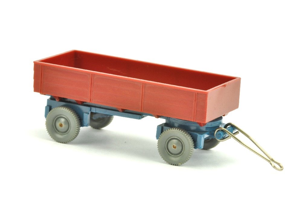 LKW-Anhänger (Typ 5), weinrot/azurblau: 525/5BD, Achsen stark korrodiert, sonst neuwertig (Wiking Verglaster LKW)