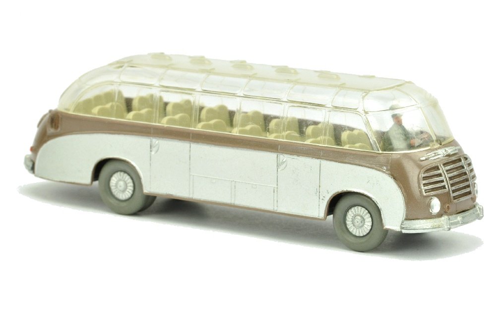 Setra-Bus, braunmetallic: 1166/3C, Dach original festgeklebt, gut bis sehr gut (Wiking Verglaster LKW)
