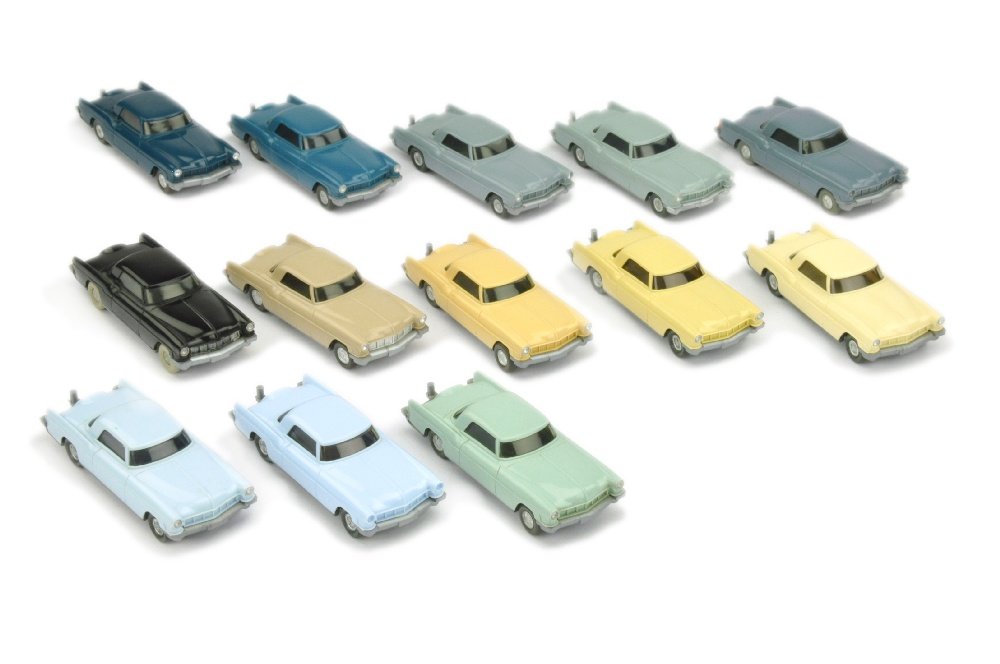 Konvolut 13 Ford Continental: 431/1B, 431/1C, 431/1D, 431/3A, 431/3B (2x, in Toenungen), 431/3C (2x, in Toenungen), 431/3D, 431/3E, 431/3F, 431/3H, 431/3J, 175 EUR, sehr gut bis neuwertig (Wiking Konvolut)