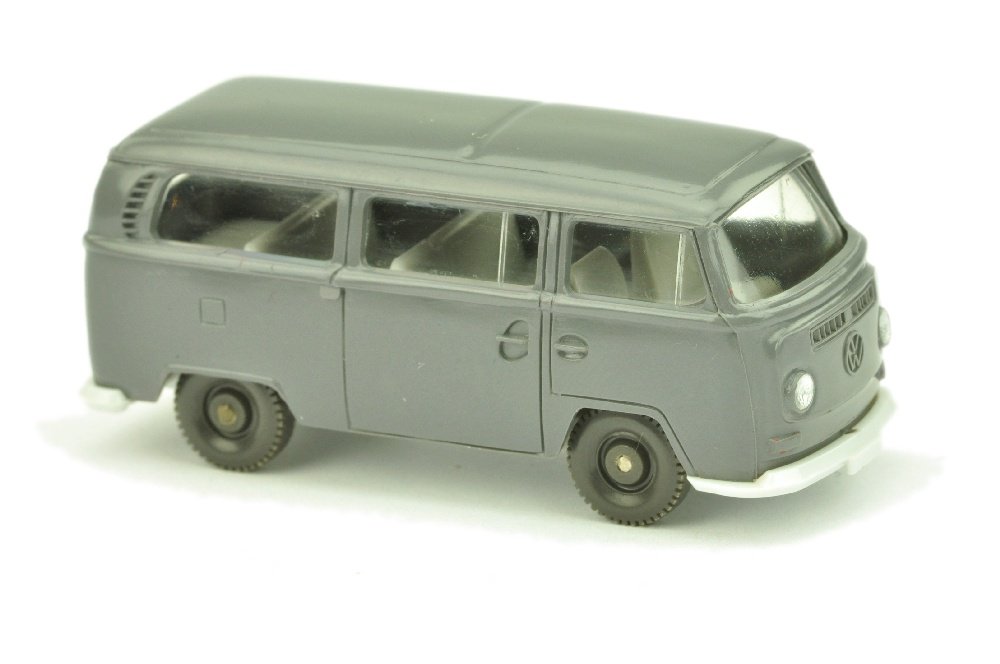 VW T2 Bus, basaltgrau: 330/1F, mit Sitzen, Chassis altweiss, neuwertig (Wiking Verglaster PKW)