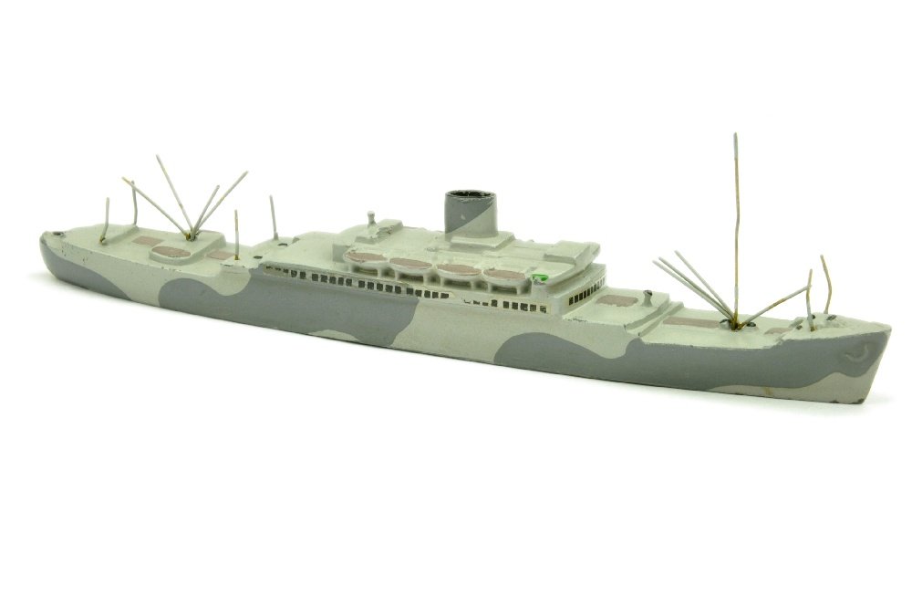 Passagierschiff Patria (wolkig tarnlackiert): aehnlich 114 a./2, jedoch Tarnlackierung wolkig (statt eckig), R 0, sehr gut (Wiking-Flugzeug oder -Schiffe)