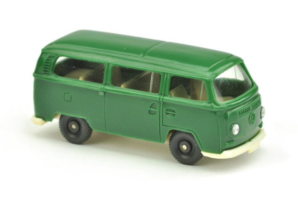VW T2 Bus, hellpatinagruen: 330/1D, Version mit Sitzen, Chassis cremeweiss, neuwertig (Wiking Verglaster PKW)