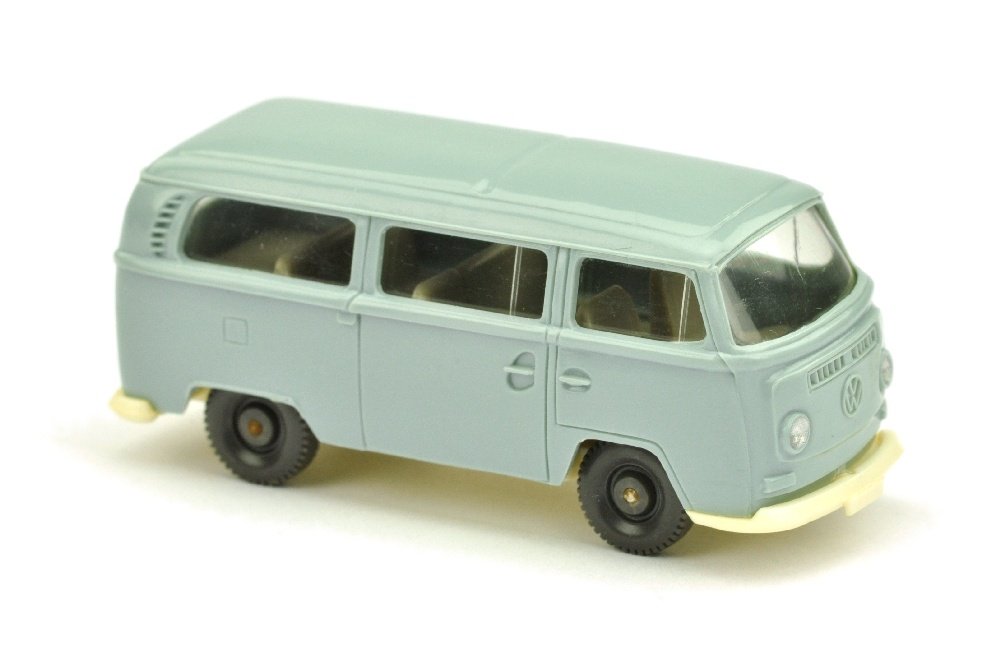 VW T2 Bus, hellblaugrau: 330/1H, Version mit Sitzen, Chassis cremeweiss, sehr gut bis neuwertig (Wiking Verglaster PKW)
