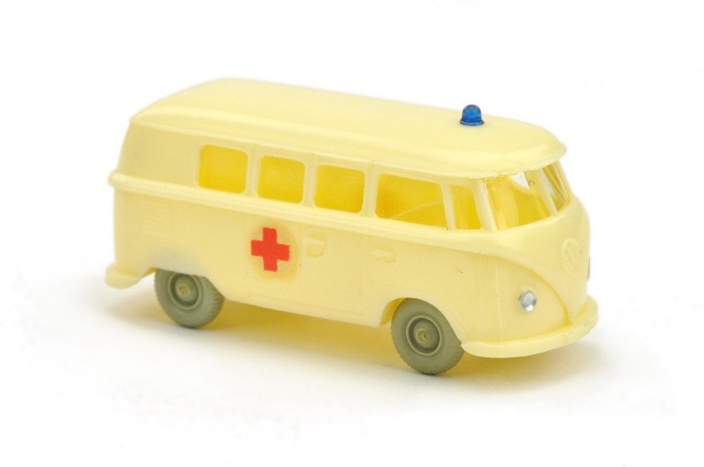 VW T1 Bus Rotkreuz, gelbelfenbein (AZB): 1034/1B, Abziehbilder 100%, fast neuwertig (Wiking Verglaster LKW)