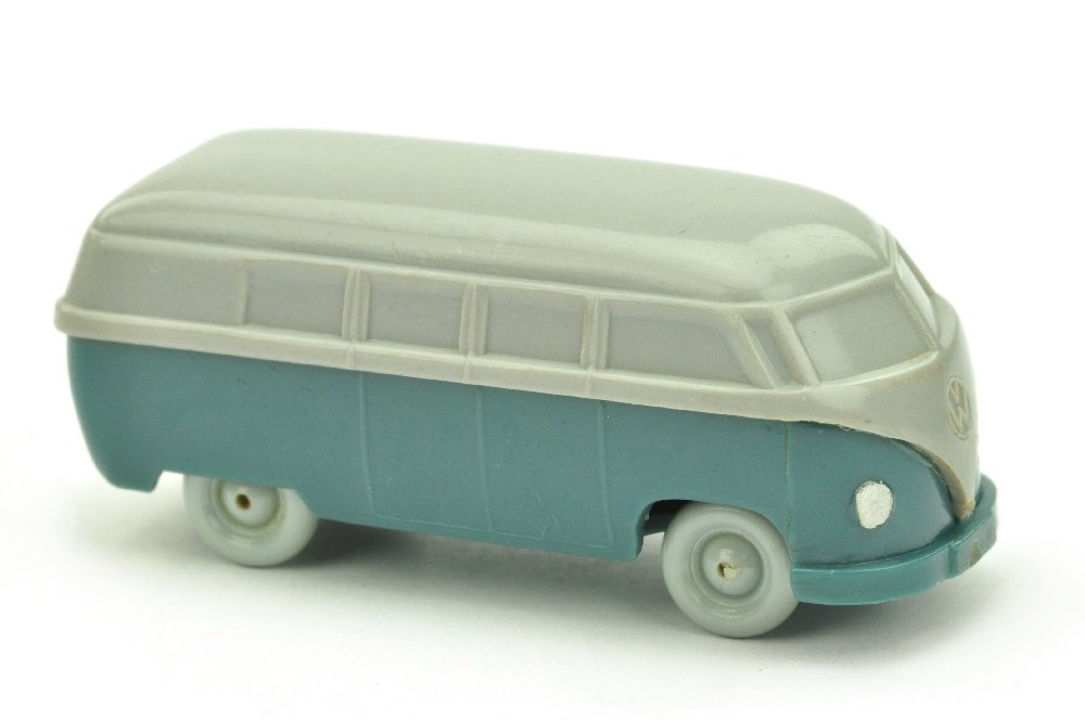 VW T1 Bus (Typ 3), d'-silbergrau/mattgraublau: 140/2BI, sehr gut (Wiking Unverglaster Rollachser)