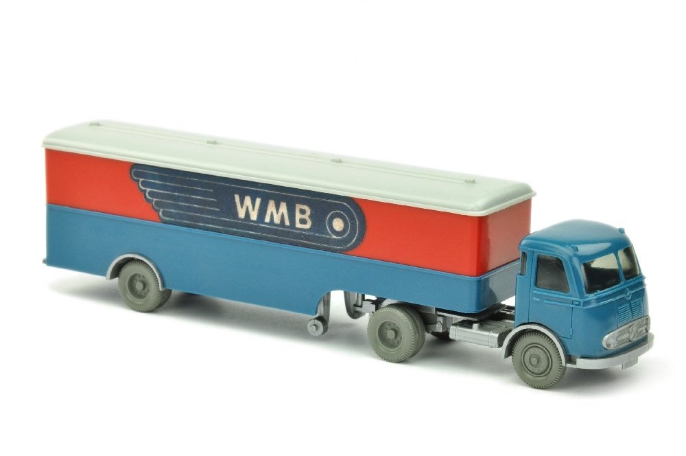 Koffer-Sattelzug Pullman WMB: 762/3AC, Papieraufkleber mit erheblicher Alterspatina, sonst sehr gut (Wiking Verglaster LKW)