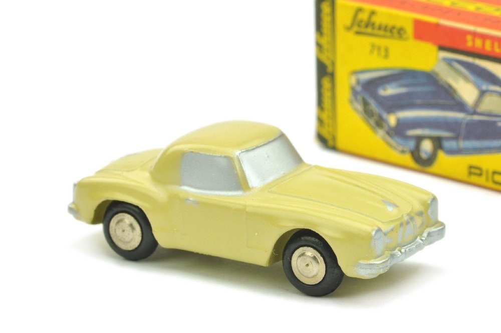 Schuco Piccolo - (713) MB 190 SL (im Ork): gruenbeige lackiert, unbespielt und neuwertig im sehr guten Ork (eine Hauptlasche tesafilmverstaerkt, mit Sammelblatt, Kennung 8-1258/750)