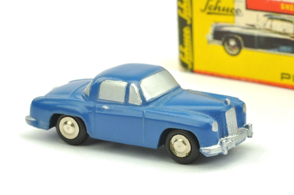 Schuco Piccolo - (717) Mercedes 220 S (im Ork): blau lackiert, unbespielt und neuwertig, im sehr guten Ork (mit Sammelblatt, Kennung 8-1258/750)
