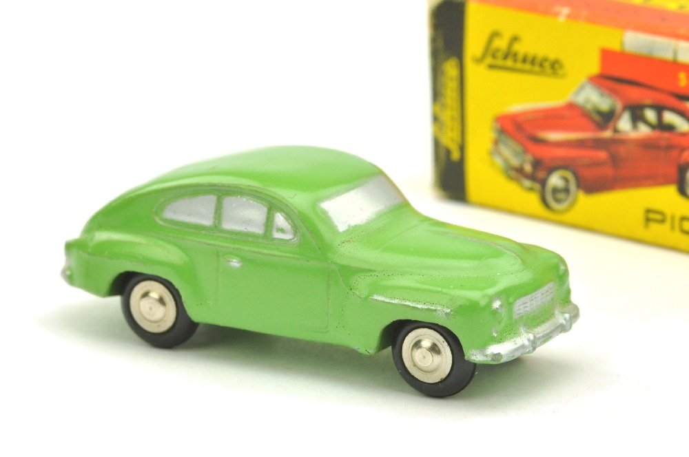 Schuco Piccolo - (718) Volvo Buckel (im Ork): hellgruen lackiert, unbespielt und fast neuwertig, im sehr guten Ork (mit Sammelblatt, Kennung 8-1258/750)