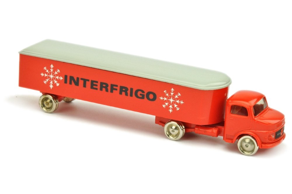 Lego- Interfrigo-Sattelzug MB 1413, rot: Beschriftungsvariante Druck, fast neuwertig